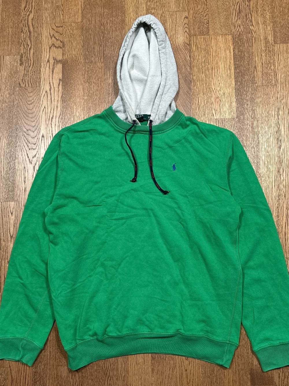 Vintage 90s Polo Ralph Lauren Afterhood Green Gray Hoodie Youth Kids XL